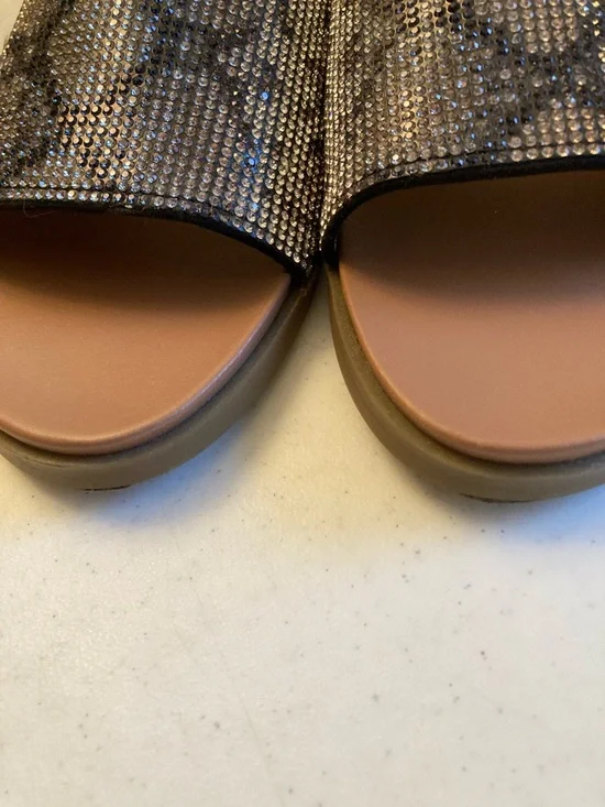 Steve Madden Embellished Snake-Print Slide Sandals - Black/Tan - Picture 4 of 7